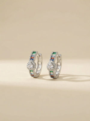 Silver Renkli Taşlı Küpe