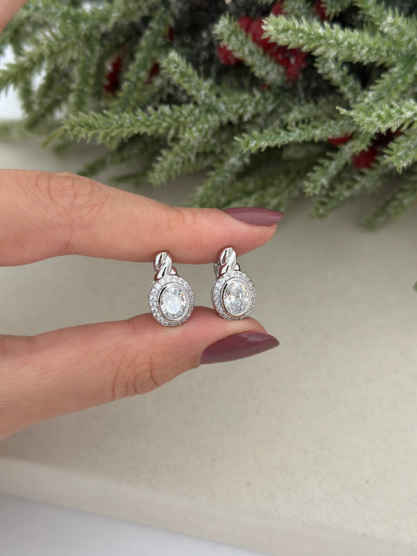 Damla Taşlı Silver Küpe