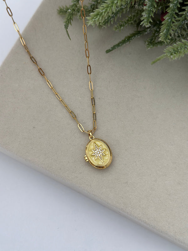 Kapaklı Ataç Zincir Kuzey Yıldızlı Kolye