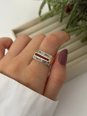 Pembe-Baget Taşlı Yüzük