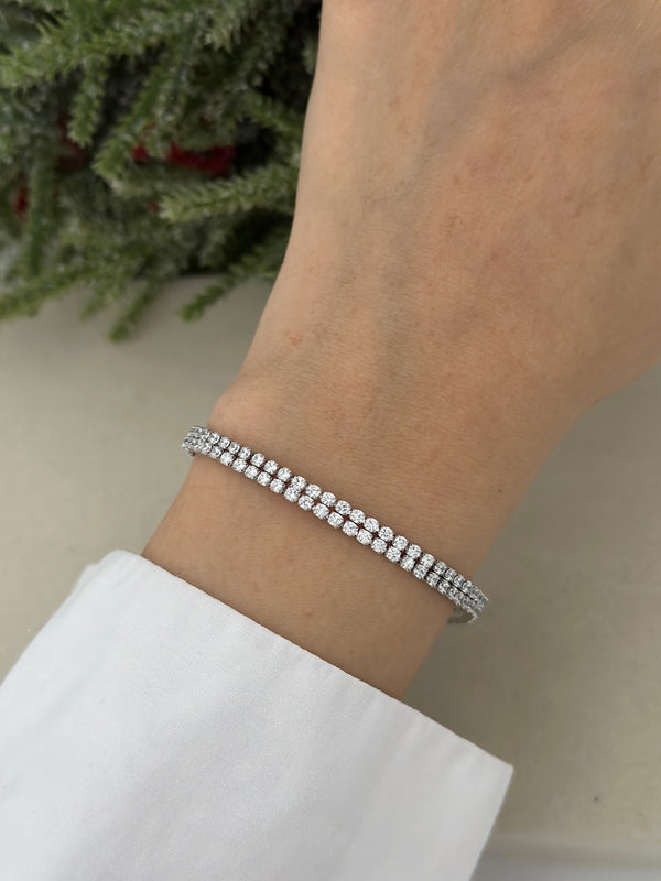 Çift Sıra Silver Su Yolu Bileklik