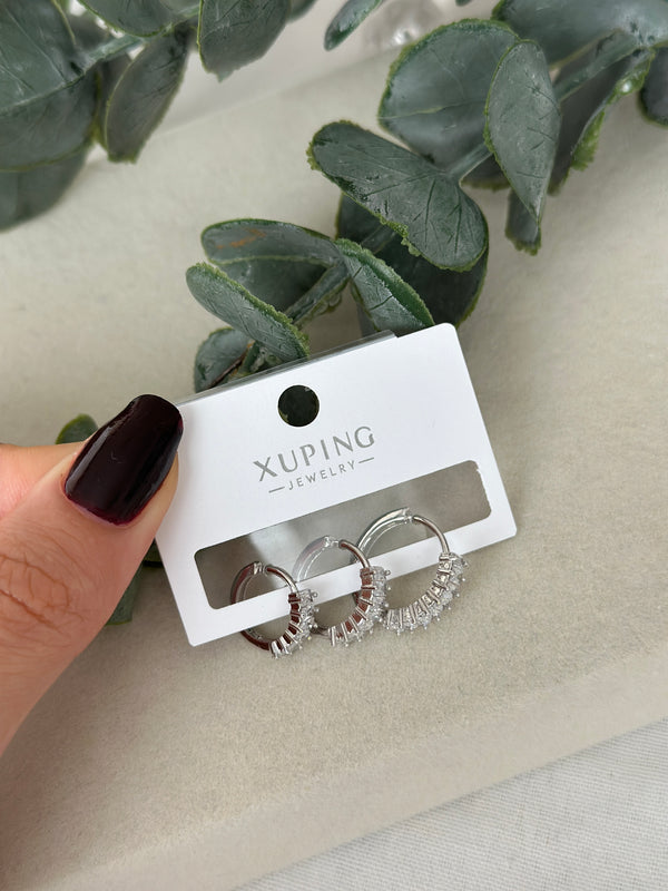 Silver Üç Boy Halka Küpe