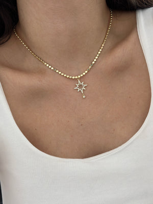 Kuzey Yıldız Uçlu Pul Ezme Kolye