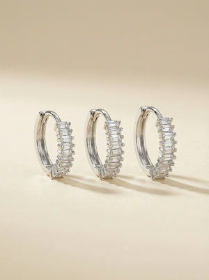 Silver Üç Boy Halka Küpe