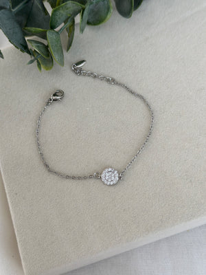 Silver Ortası Yuvarlak Taş Bileklik