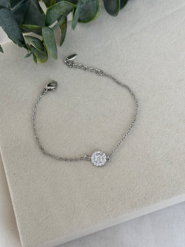 Silver Ortası Yuvarlak Taş Bileklik