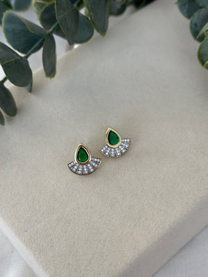 Yeşil Damla Taş Tasarım Küpe