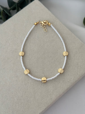 Gold Plaka Aralıklı Beyaz Taş Halhal