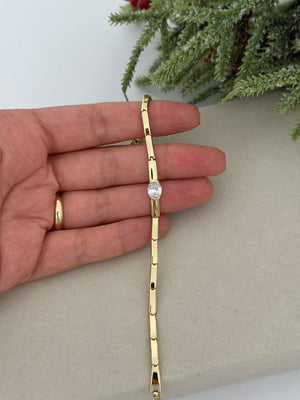 İnce Plaka Damla Taşlı Bileklik