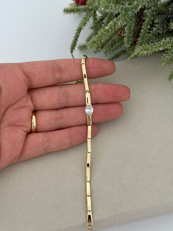 İnce Plaka Damla Taşlı Bileklik