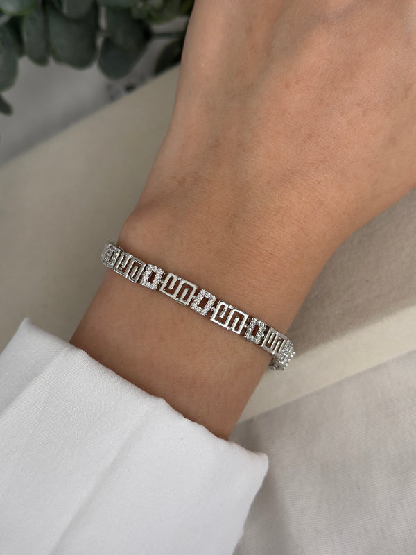 Taşlı Silver Labirent Bileklik