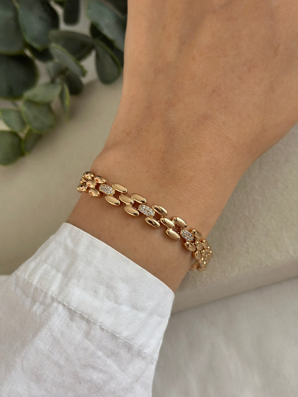 Rose Yassı Taşlı Bileklik