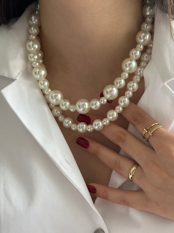 İki Katlı İncili Kolye