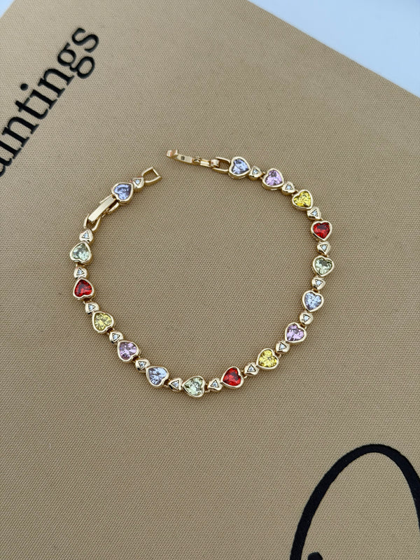 Renkli Taş Kalpli Bileklik