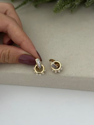 İnci Charmlı Mini Halka Küpe