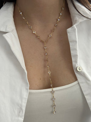 Kare Taşlı Y Kolye