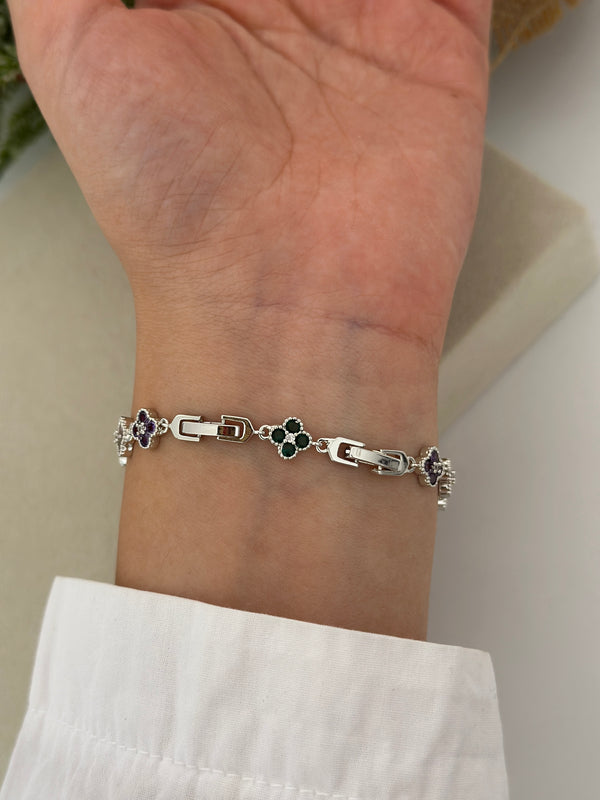 Silver Renkli Taşlı Vip Bileklik