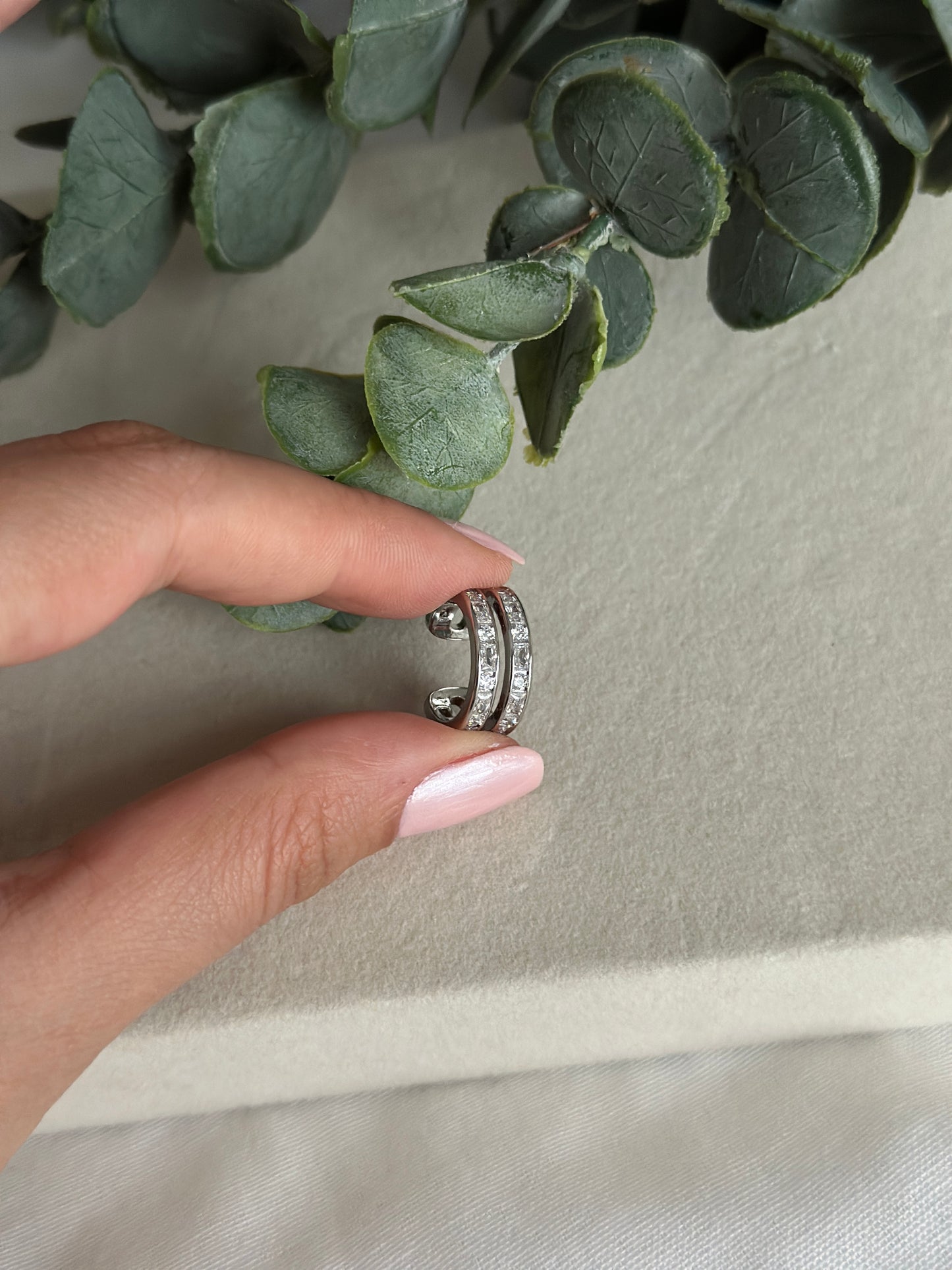 İki Katlı Silver Kıkırdak Küpe