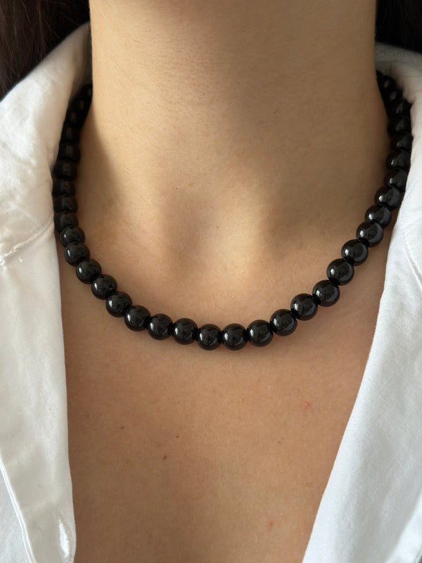 Siyah İnci Top Kolye