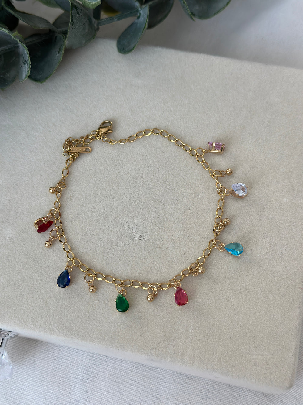 Çelik Renkli Taşlı Halhal