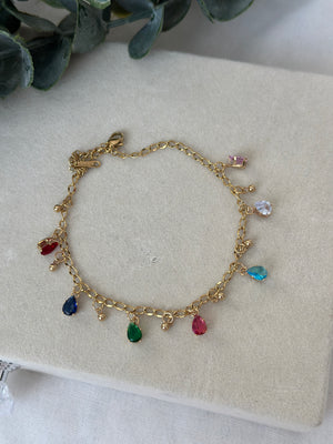 Çelik Renkli Taşlı Halhal