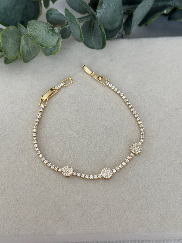 Çelik Gold Yuvarlak Plak Su Yolu Bileklik