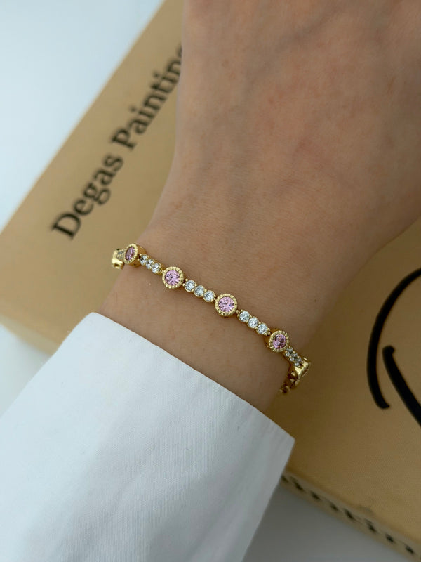 Pembe Taşlı Su Yolu Bileklik