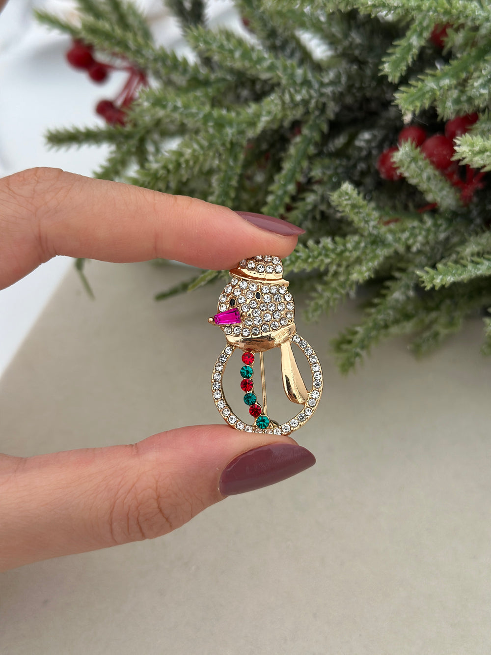 Taşlı Kardan Adam Broş