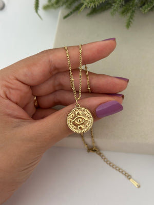 Yuvarlak Plaka Kolye