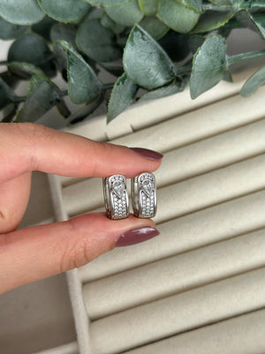 Silver Damla Taşlı Küpe