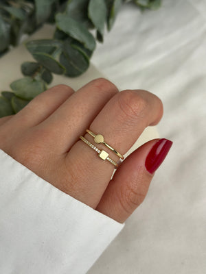 Çift Kat Yuvarlak Kare Plaka Yüzük