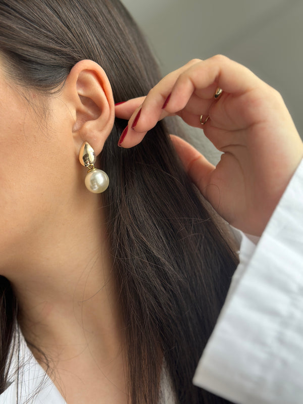 Gold Sarkıtma İnci Küpe