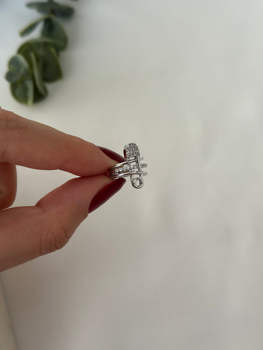 Silver Kaplama Çengel Kıkırdak Küpe