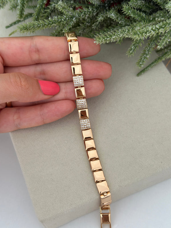 Rose Kare Plaka Bileklik