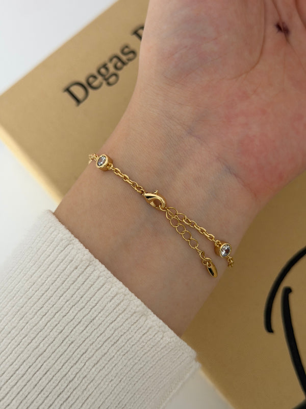 İnce Zincir Yuvarlak Taşlı Bileklik