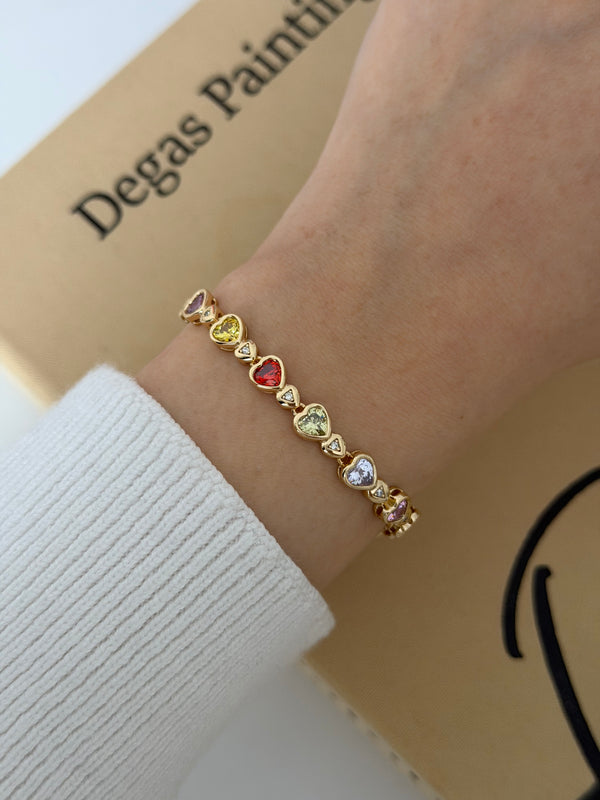 Renkli Taş Kalpli Bileklik