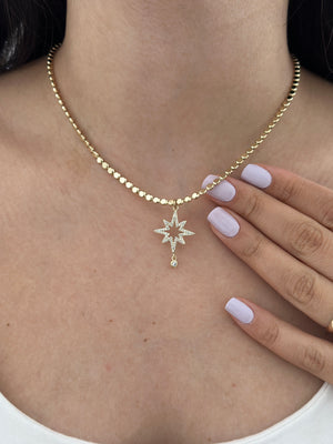 Kuzey Yıldız Uçlu Pul Ezme Kolye