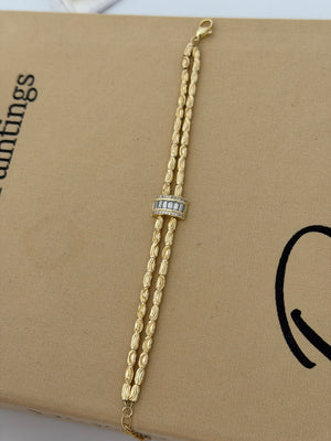 Lazer Desenli Top Çift Sıra Bileklik