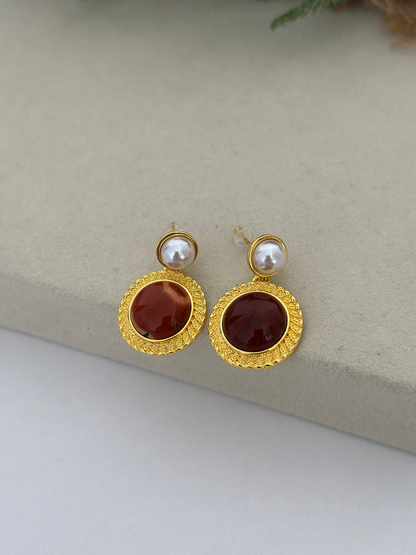 Kahverengi İnci Küpe