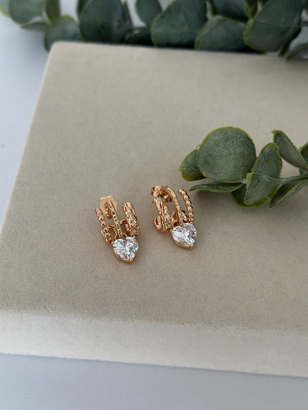 Rose Ucu Kalpli Çoklu Görünüm Küpe