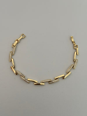 Gold Zikzak Taşlı Bileklik