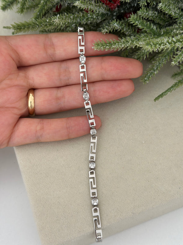 İnce Taş Detaylı Labirent Bileklik