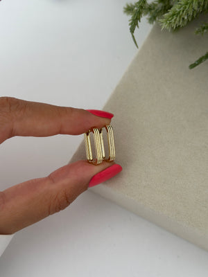 Üç Şerit Dikdörtgen Küpe