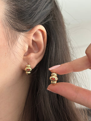 Küçük Boy Kırmızı Taş Bonita Küpe