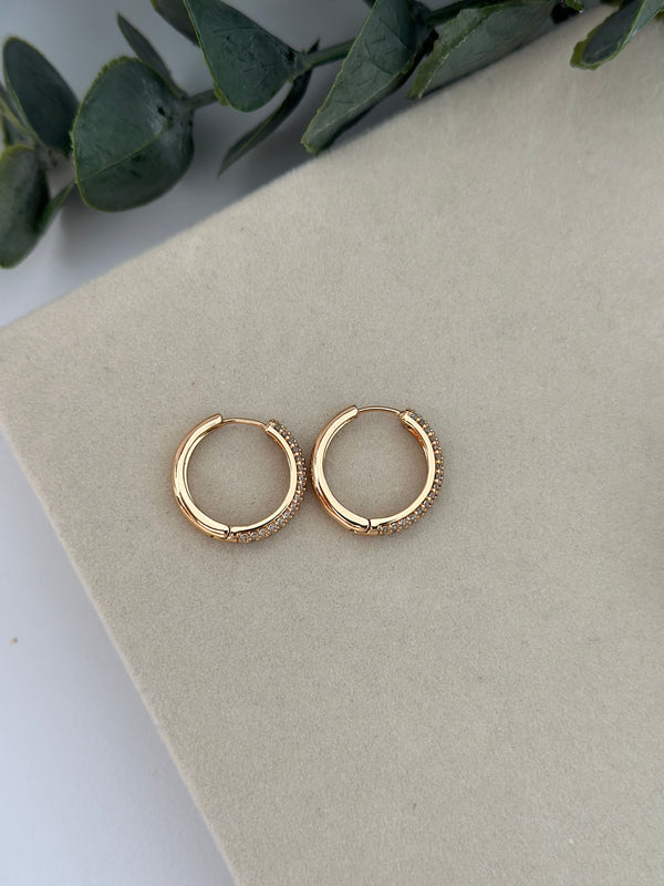 Rose Taşlı Halka Küpe