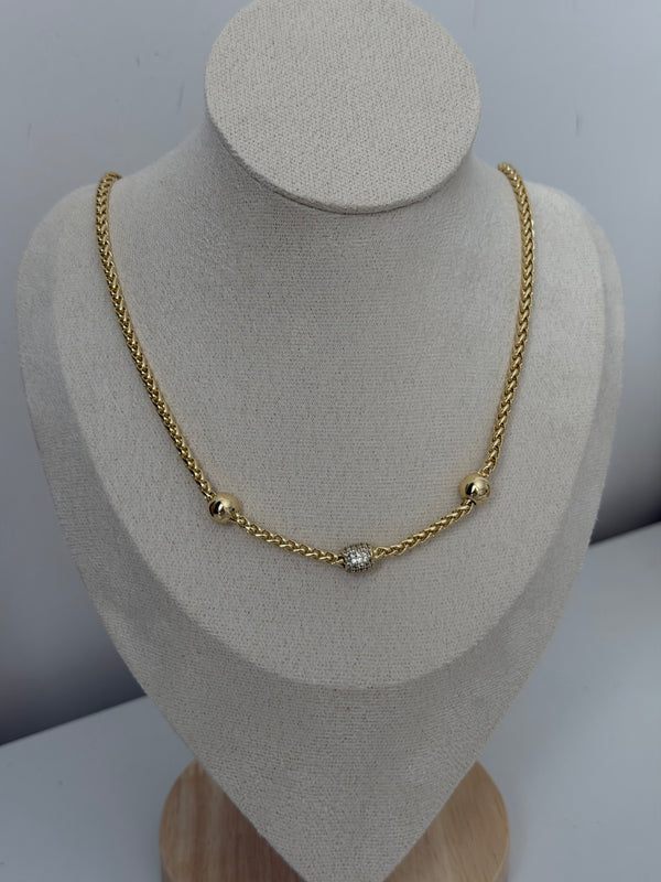 Hasır Örme Topçuk Detaylı Kolye