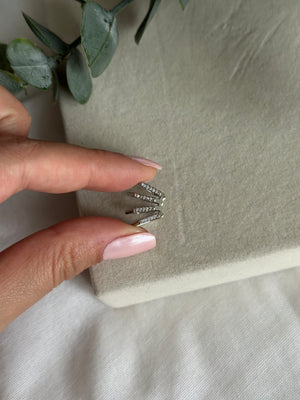 Dörtlü Görünüm Silver Kıkırdak Küpe