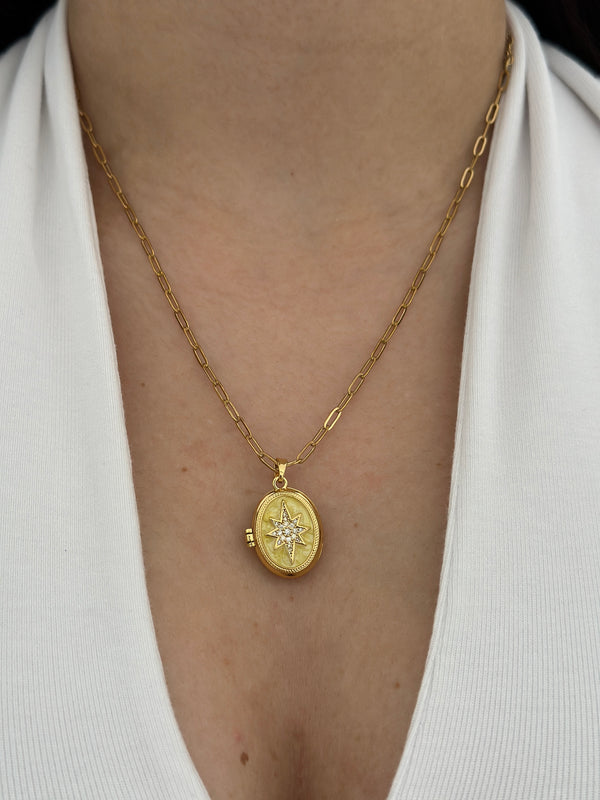 Kapaklı Ataç Zincir Kuzey Yıldızlı Kolye