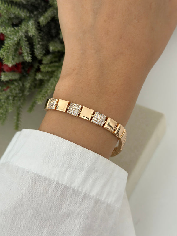 Rose Kare Plaka Bileklik