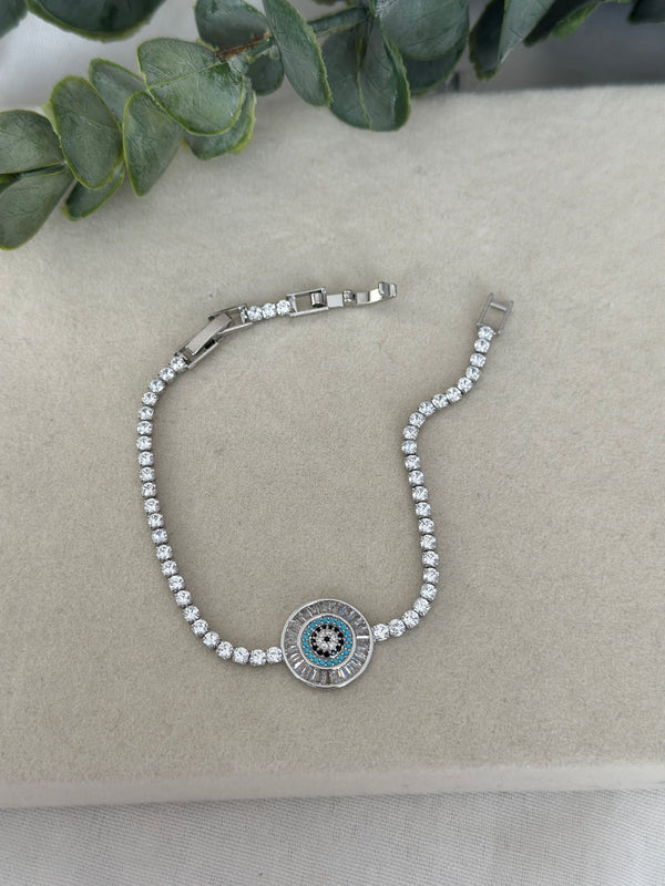 Çelik Silver Nazar Su Yolu Bileklik